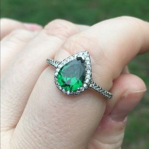 SOLD / Fragrant Jewels Emerald Pear Cocktail Ring